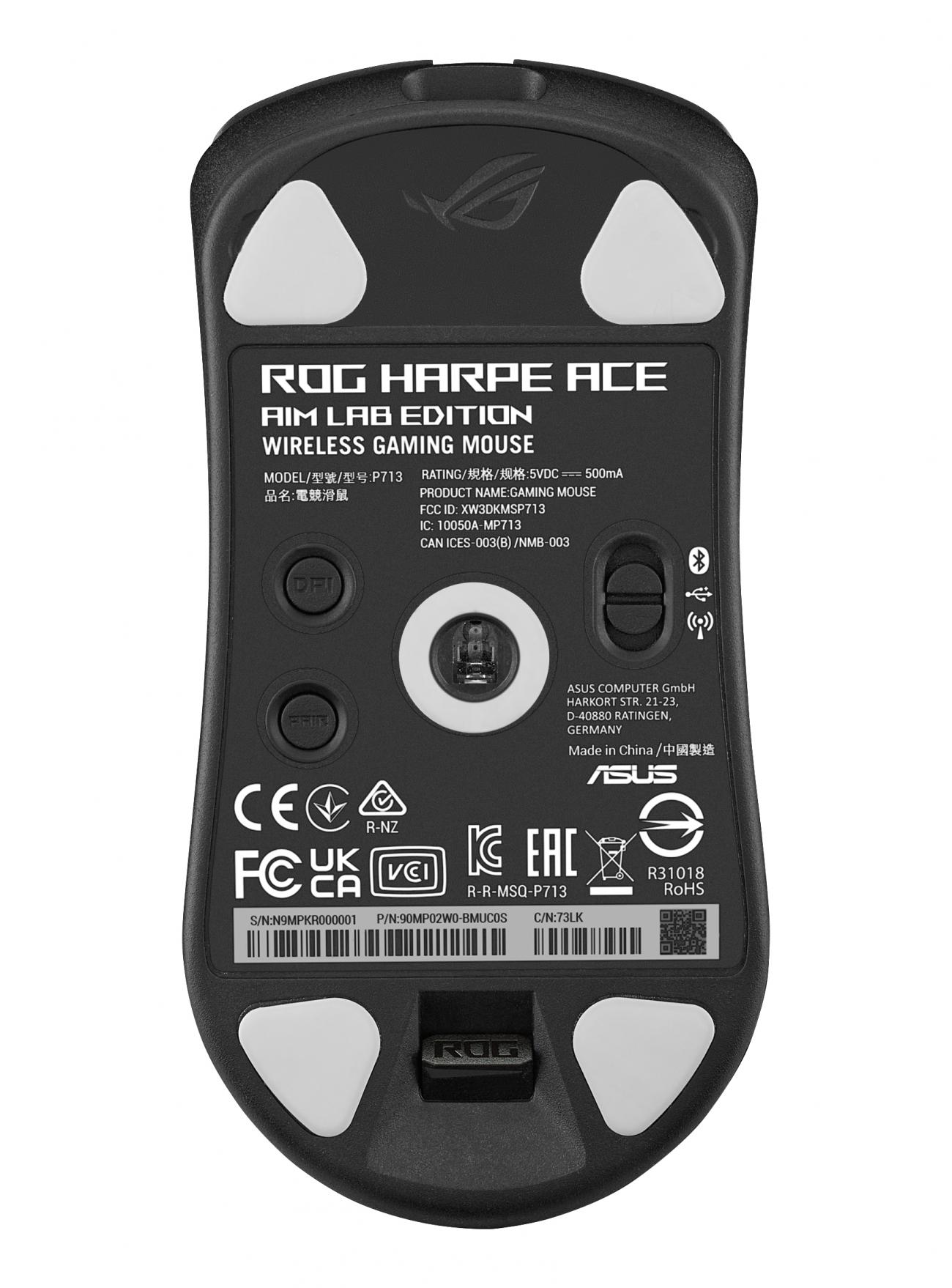ASUS ROG Harpe Ace Aim Lab Edition mouse Ambidestro RF Wireless Bluetooth USB Type-A Ottico 36000...